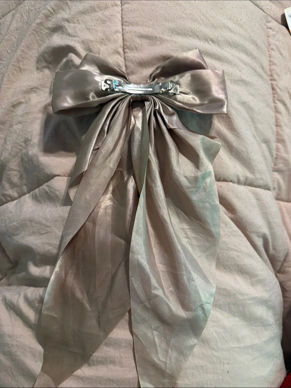 Satin Large Bow Hair Clip in Light Champagne - Kids Hair Accessory